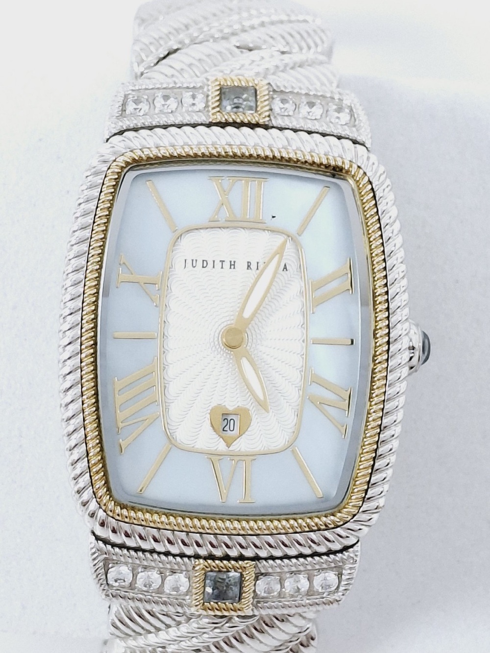 Women’s Judith Ripka Mother of Pearl Two-Tone Silver/Gold Bracelet Quartz Watch